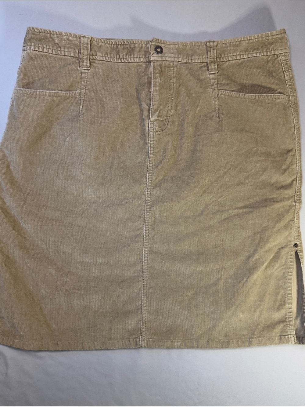 Vintage The North Face Women’s Tan Corduroy Skirt - Classic Casual, Size 16